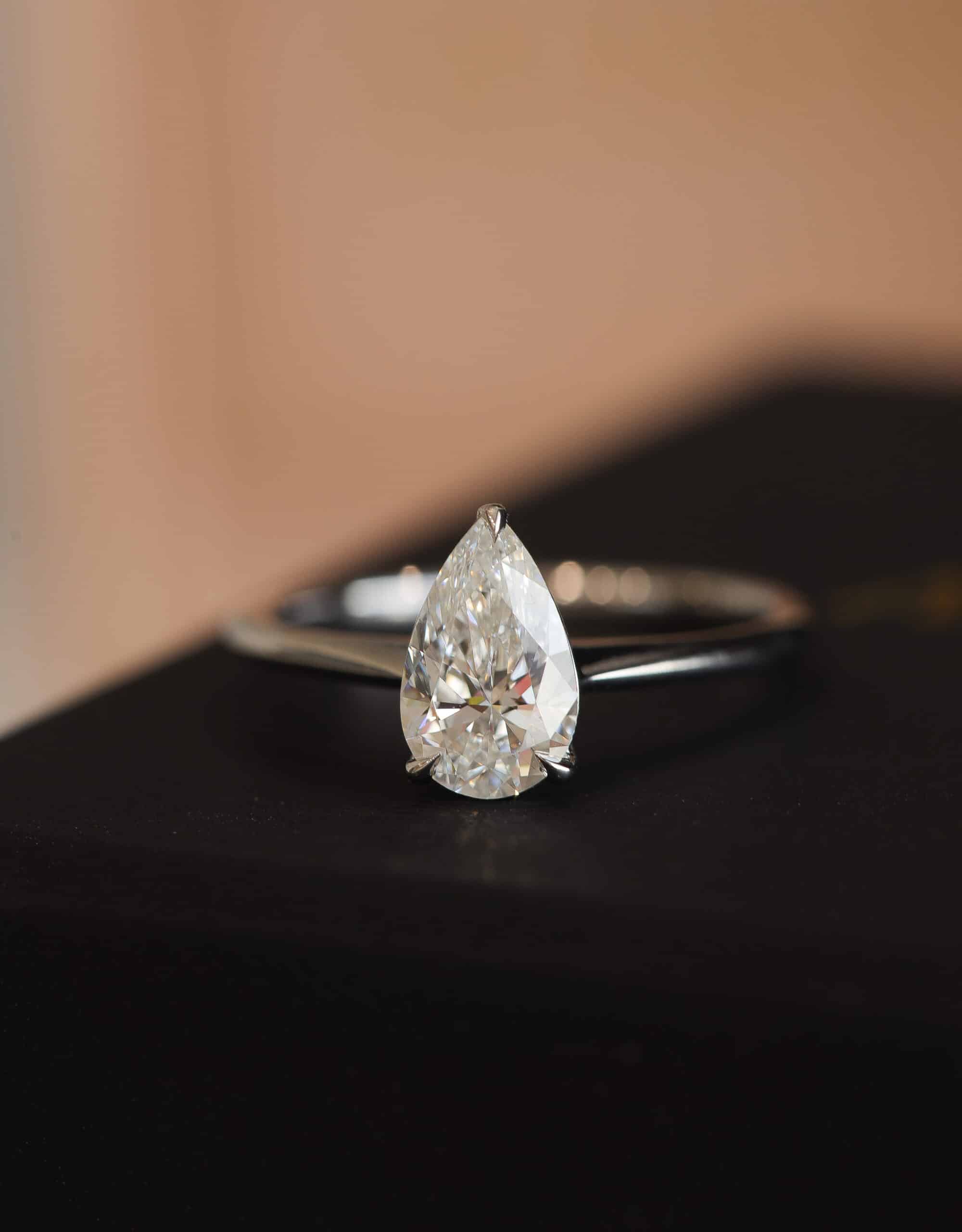 aurupt jewellers pear diamond engagement ring brisbane