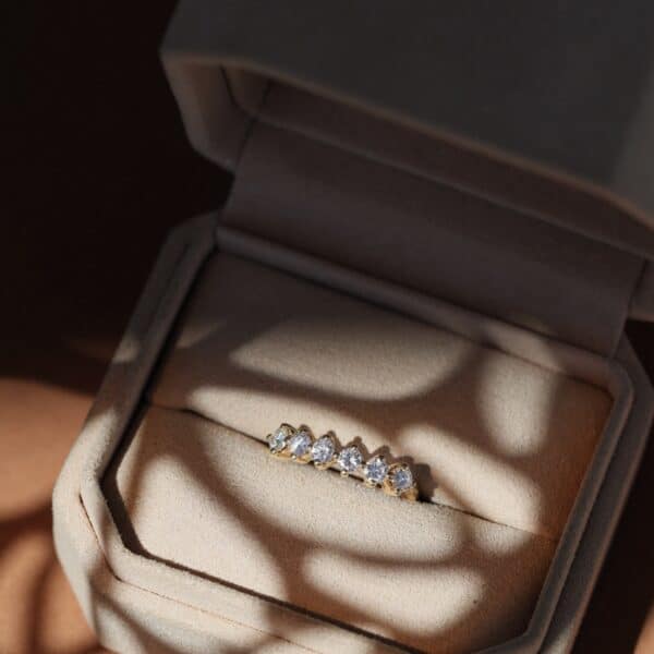 Round brilliant cut compass set wedding band