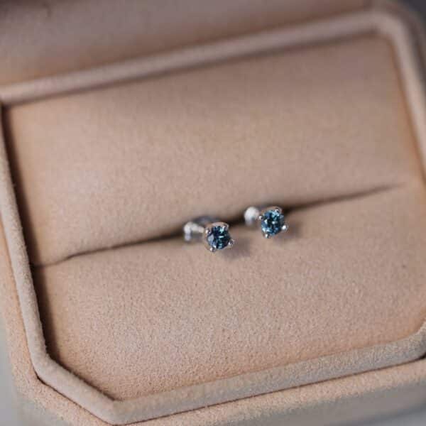 White gold parti sapphire studs