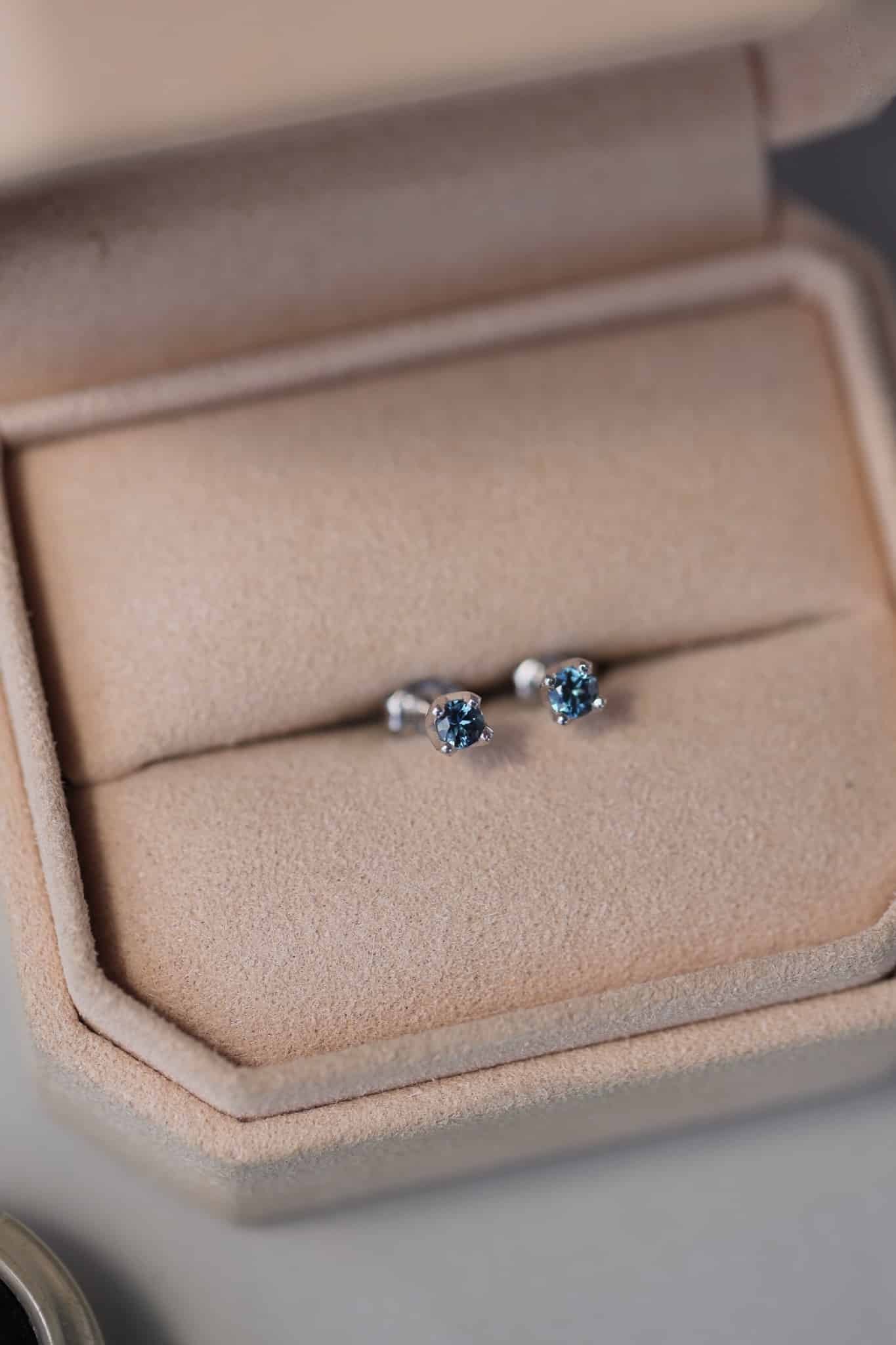 White gold parti sapphire studs