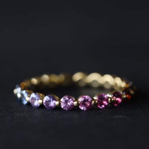 Yellow Gold Orb – Sapphire Rainbow Ring